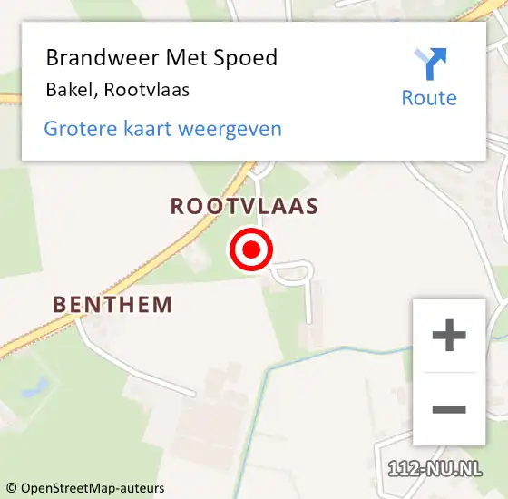 Locatie op kaart van de 112 melding: Brandweer Met Spoed Naar Bakel, Rootvlaas op 15 juli 2023 17:23