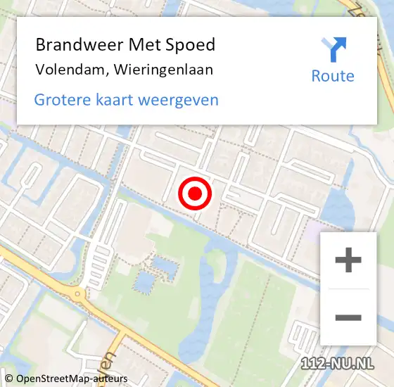 Locatie op kaart van de 112 melding: Brandweer Met Spoed Naar Volendam, Wieringenlaan op 15 juli 2023 17:24