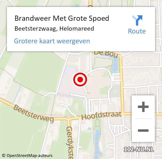 Locatie op kaart van de 112 melding: Brandweer Met Grote Spoed Naar Beetsterzwaag, Helomareed op 15 juli 2023 17:25