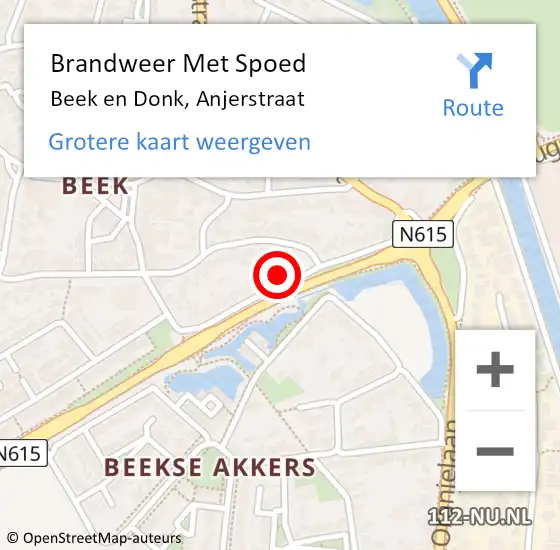 Locatie op kaart van de 112 melding: Brandweer Met Spoed Naar Beek en Donk, Anjerstraat op 15 juli 2023 17:26