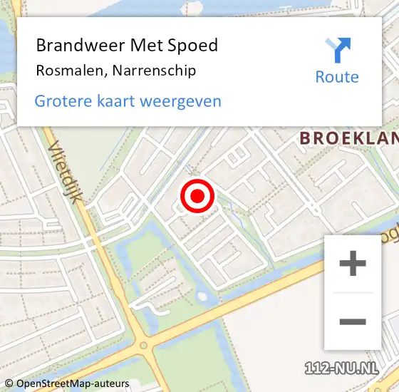 Locatie op kaart van de 112 melding: Brandweer Met Spoed Naar Rosmalen, Narrenschip op 15 juli 2023 17:33