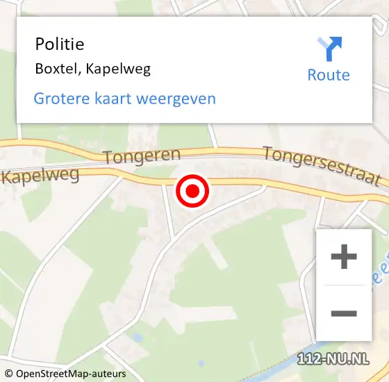 Locatie op kaart van de 112 melding: Politie Boxtel, Kapelweg op 15 juli 2023 18:09