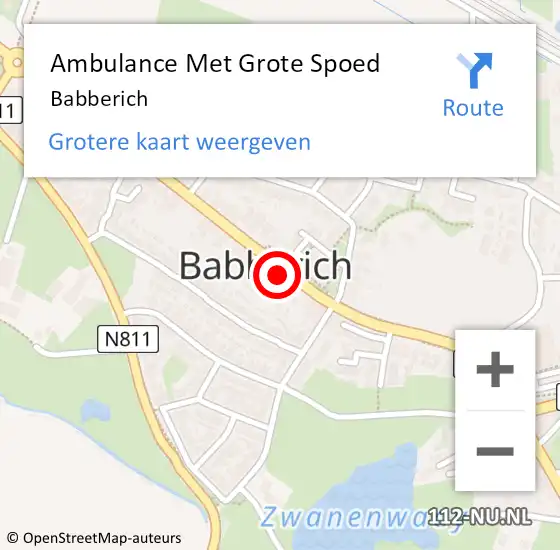 Locatie op kaart van de 112 melding: Ambulance Met Grote Spoed Naar Babberich op 15 juli 2023 18:14