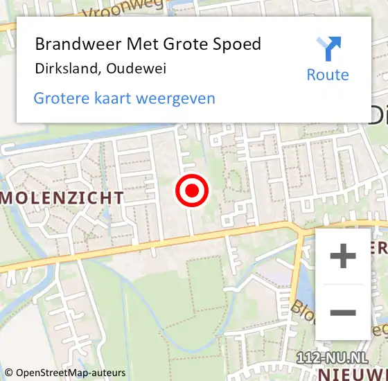 Locatie op kaart van de 112 melding: Brandweer Met Grote Spoed Naar Dirksland, Oudewei op 13 oktober 2013 11:37