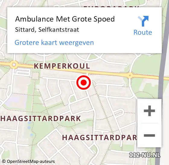 Locatie op kaart van de 112 melding: Ambulance Met Grote Spoed Naar Sittard, Selfkantstraat op 1 september 2014 18:43