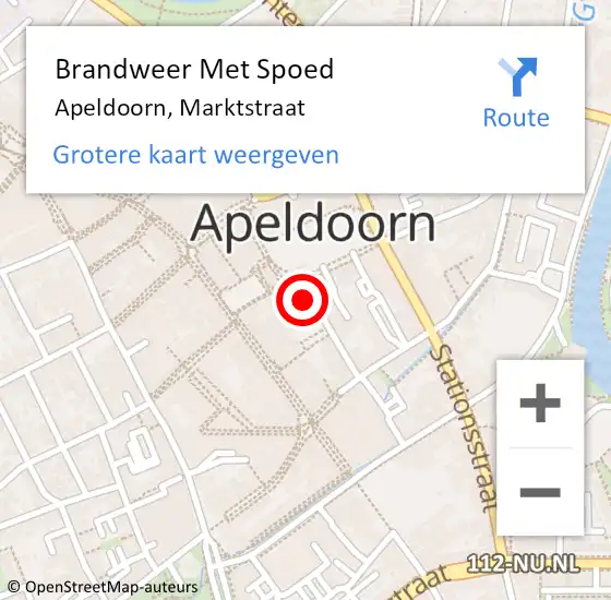 Locatie op kaart van de 112 melding: Brandweer Met Spoed Naar Apeldoorn, Marktstraat op 15 juli 2023 18:20