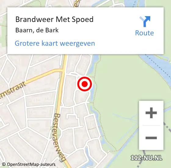 Locatie op kaart van de 112 melding: Brandweer Met Spoed Naar Baarn, de Bark op 15 juli 2023 18:21