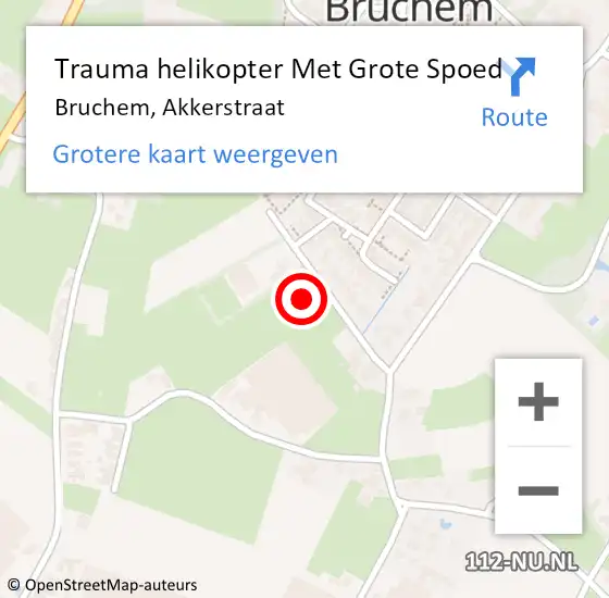 Locatie op kaart van de 112 melding: Trauma helikopter Met Grote Spoed Naar Bruchem, Akkerstraat op 15 juli 2023 18:28