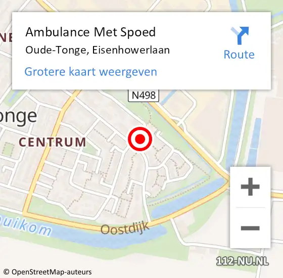 Locatie op kaart van de 112 melding: Ambulance Met Spoed Naar Oude-Tonge, Eisenhowerlaan op 15 juli 2023 18:47