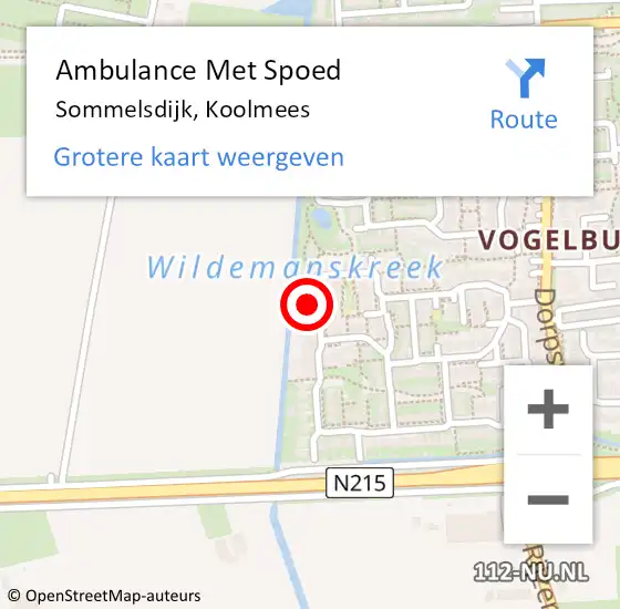 Locatie op kaart van de 112 melding: Ambulance Met Spoed Naar Sommelsdijk, Koolmees op 15 juli 2023 18:54