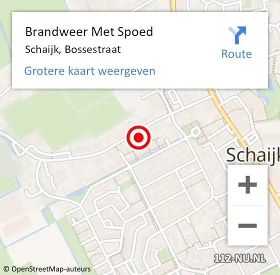 Locatie op kaart van de 112 melding: Brandweer Met Spoed Naar Schaijk, Bossestraat op 15 juli 2023 19:02