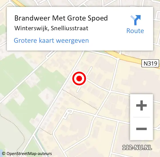 Locatie op kaart van de 112 melding: Brandweer Met Grote Spoed Naar Winterswijk, Snelliusstraat op 15 juli 2023 19:15