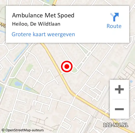 Locatie op kaart van de 112 melding: Ambulance Met Spoed Naar Heiloo, De Wildtlaan op 15 juli 2023 19:17