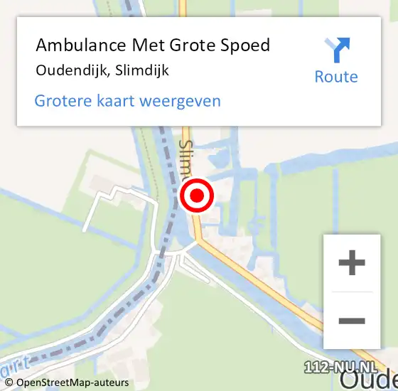 Locatie op kaart van de 112 melding: Ambulance Met Grote Spoed Naar Oudendijk, Slimdijk op 15 juli 2023 19:20