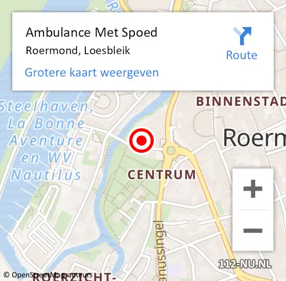 Locatie op kaart van de 112 melding: Ambulance Met Spoed Naar Roermond, Loesbleik op 15 juli 2023 19:30