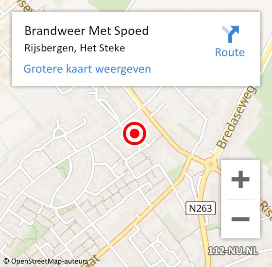 Locatie op kaart van de 112 melding: Brandweer Met Spoed Naar Rijsbergen, Het Steke op 15 juli 2023 19:38