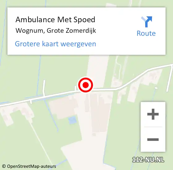 Locatie op kaart van de 112 melding: Ambulance Met Spoed Naar Wognum, Grote Zomerdijk op 15 juli 2023 19:48