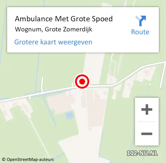 Locatie op kaart van de 112 melding: Ambulance Met Grote Spoed Naar Wognum, Grote Zomerdijk op 15 juli 2023 19:52