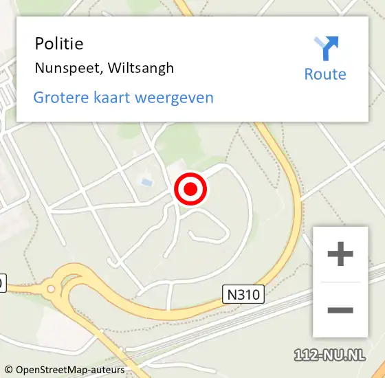 Locatie op kaart van de 112 melding: Politie Nunspeet, Wiltsangh op 15 juli 2023 20:04