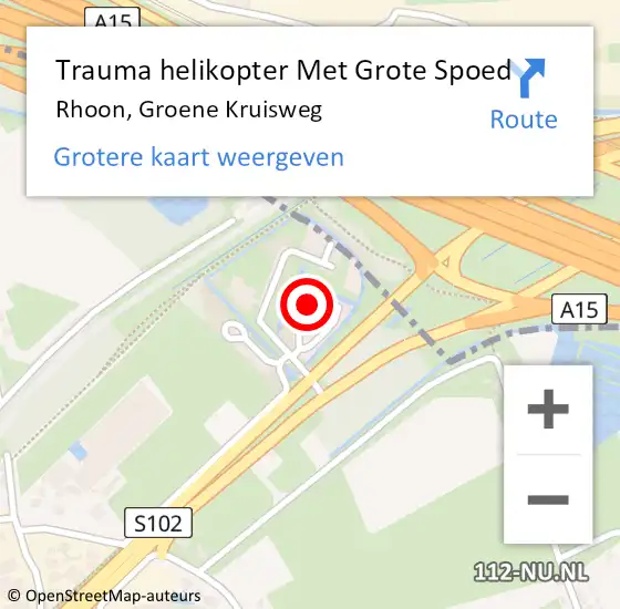 Locatie op kaart van de 112 melding: Trauma helikopter Met Grote Spoed Naar Rhoon, Groene Kruisweg op 15 juli 2023 20:10