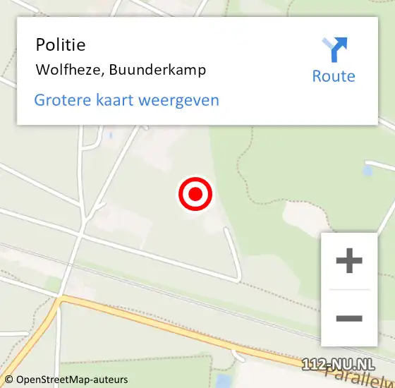 Locatie op kaart van de 112 melding: Politie Wolfheze, Buunderkamp op 15 juli 2023 20:11