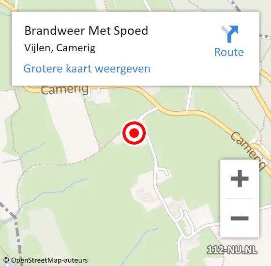 Locatie op kaart van de 112 melding: Brandweer Met Spoed Naar Vijlen, Camerig op 15 juli 2023 20:26