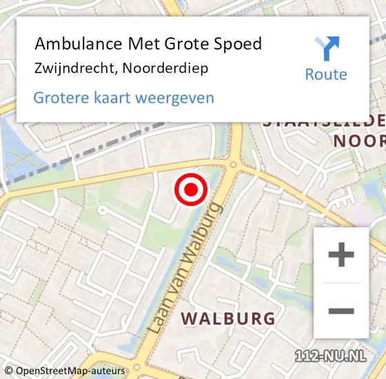 Locatie op kaart van de 112 melding: Ambulance Met Grote Spoed Naar Zwijndrecht, Noorderdiep op 15 juli 2023 20:26