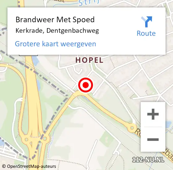 Locatie op kaart van de 112 melding: Brandweer Met Spoed Naar Kerkrade, Dentgenbachweg op 15 juli 2023 20:48