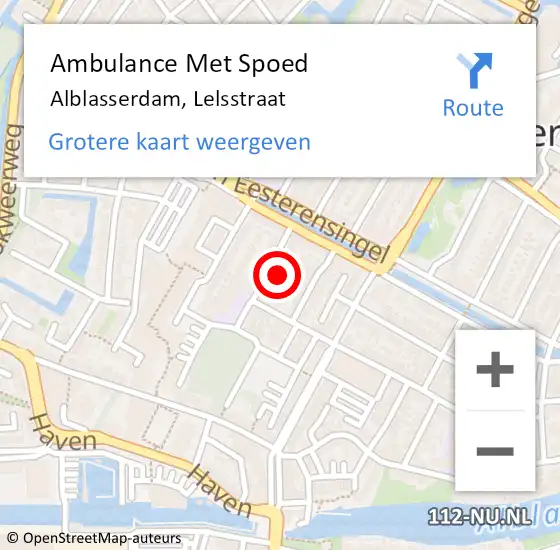 Locatie op kaart van de 112 melding: Ambulance Met Spoed Naar Alblasserdam, Lelsstraat op 15 juli 2023 21:51