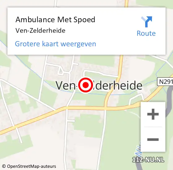 Locatie op kaart van de 112 melding: Ambulance Met Spoed Naar Ven-Zelderheide op 15 juli 2023 21:58