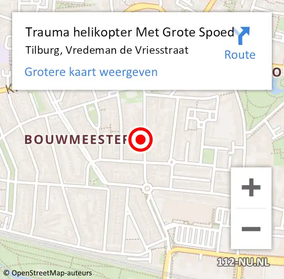 Locatie op kaart van de 112 melding: Trauma helikopter Met Grote Spoed Naar Tilburg, Vredeman de Vriesstraat op 15 juli 2023 22:00