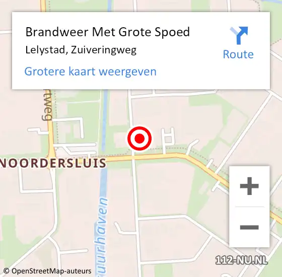 Locatie op kaart van de 112 melding: Brandweer Met Grote Spoed Naar Lelystad, Zuiveringweg op 15 juli 2023 22:05