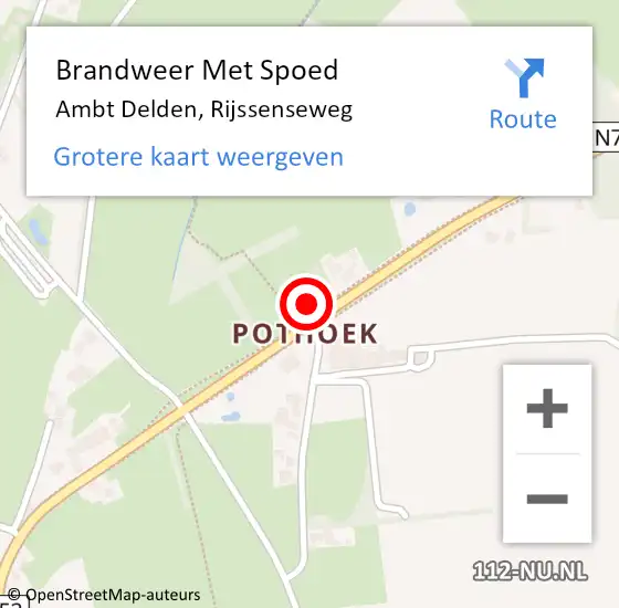 Locatie op kaart van de 112 melding: Brandweer Met Spoed Naar Ambt Delden, Rijssenseweg op 15 juli 2023 22:29