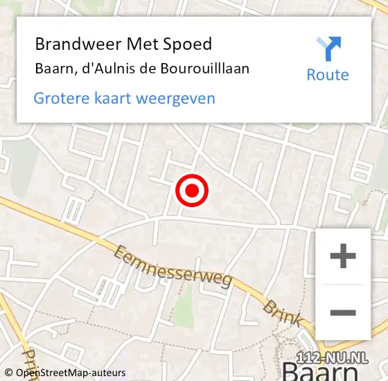 Locatie op kaart van de 112 melding: Brandweer Met Spoed Naar Baarn, d'Aulnis de Bourouilllaan op 15 juli 2023 22:57