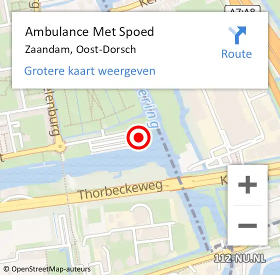 Locatie op kaart van de 112 melding: Ambulance Met Spoed Naar Zaandam, Oost-Dorsch op 15 juli 2023 23:07
