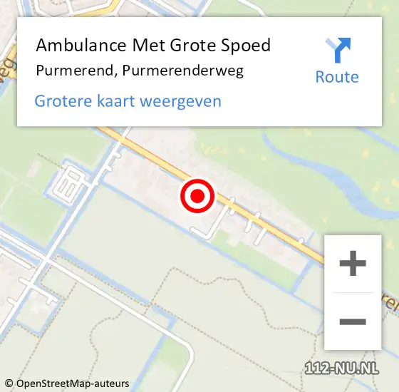 Locatie op kaart van de 112 melding: Ambulance Met Grote Spoed Naar Purmerend, Purmerenderweg op 15 juli 2023 23:12