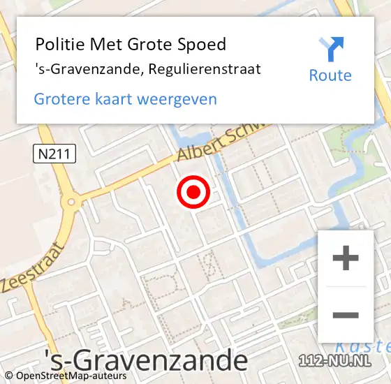 Locatie op kaart van de 112 melding: Politie Met Grote Spoed Naar 's-Gravenzande, Regulierenstraat op 15 juli 2023 23:45