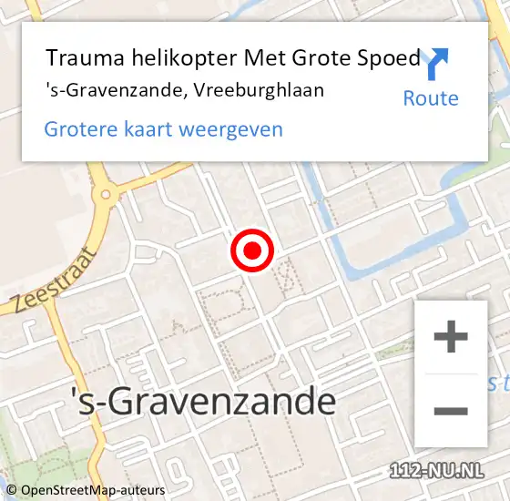 Locatie op kaart van de 112 melding: Trauma helikopter Met Grote Spoed Naar 's-Gravenzande, Vreeburghlaan op 15 juli 2023 23:46