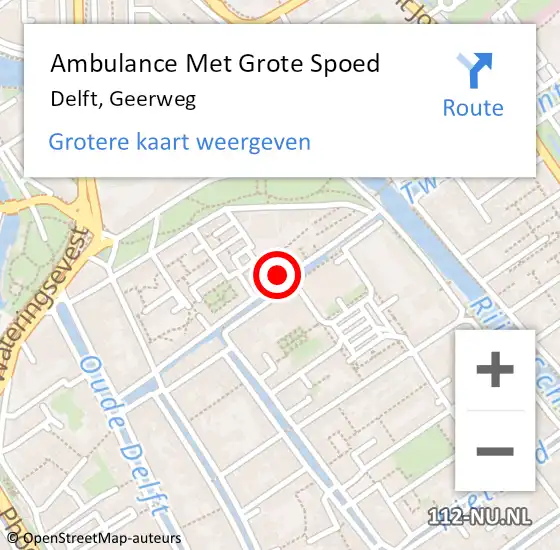 Locatie op kaart van de 112 melding: Ambulance Met Grote Spoed Naar Delft, Geerweg op 15 juli 2023 23:55