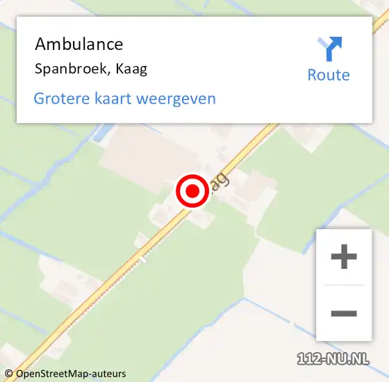 Locatie op kaart van de 112 melding: Ambulance Spanbroek, Kaag op 16 juli 2023 00:29