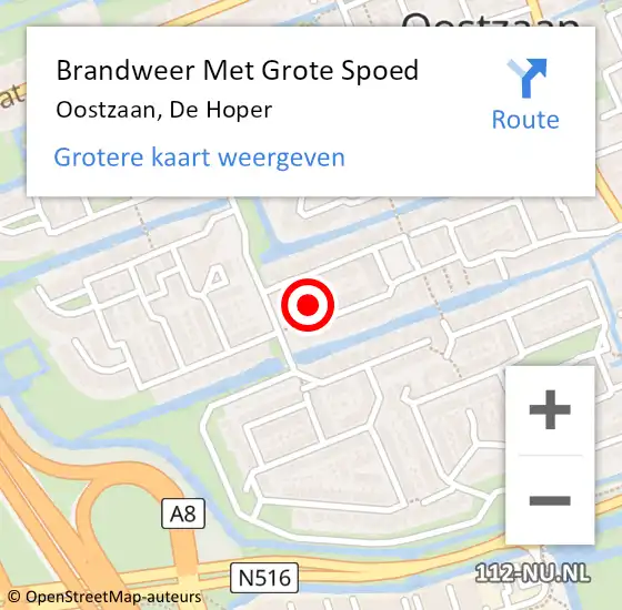 Locatie op kaart van de 112 melding: Brandweer Met Grote Spoed Naar Oostzaan, De Hoper op 16 juli 2023 00:36