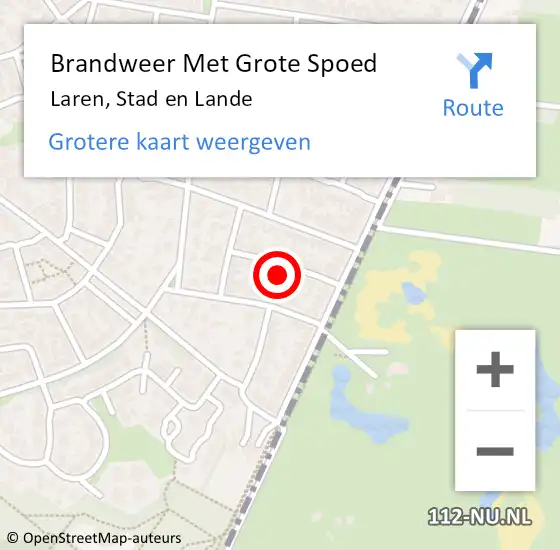 Locatie op kaart van de 112 melding: Brandweer Met Grote Spoed Naar Laren, Stad en Lande op 16 juli 2023 00:50