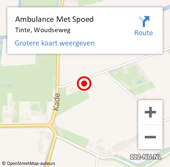 Locatie op kaart van de 112 melding: Ambulance Met Spoed Naar Tinte, Woudseweg op 16 juli 2023 01:03