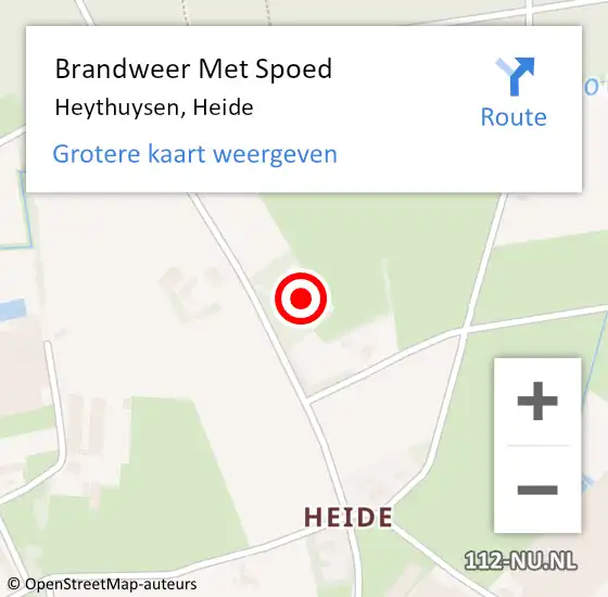 Locatie op kaart van de 112 melding: Brandweer Met Spoed Naar Heythuysen, Heide op 16 juli 2023 01:30