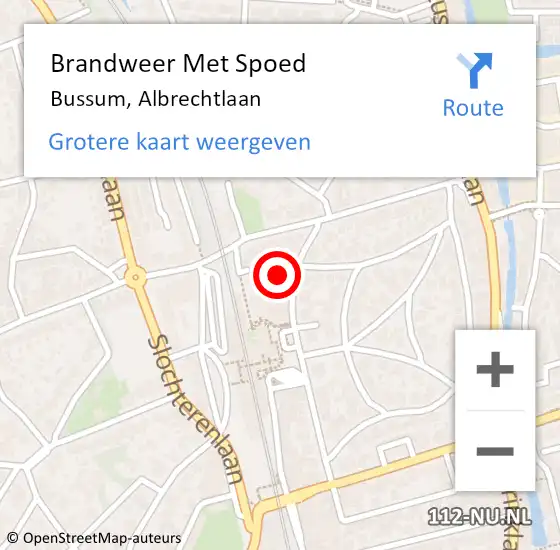 Locatie op kaart van de 112 melding: Brandweer Met Spoed Naar Bussum, Albrechtlaan op 16 juli 2023 02:05