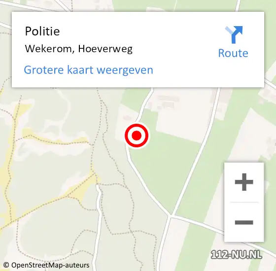 Locatie op kaart van de 112 melding: Politie Wekerom, Hoeverweg op 16 juli 2023 02:45
