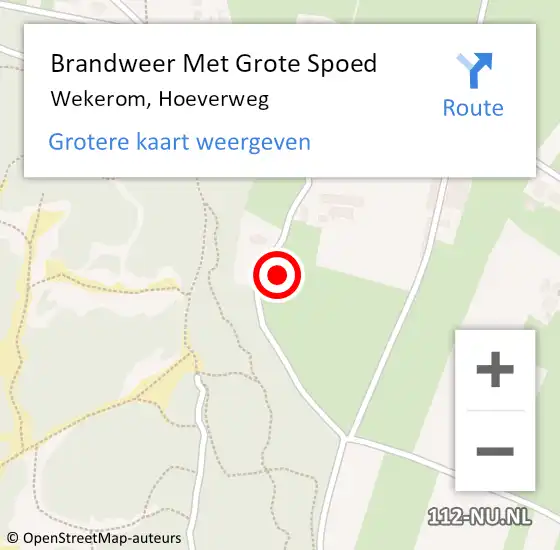 Locatie op kaart van de 112 melding: Brandweer Met Grote Spoed Naar Wekerom, Hoeverweg op 16 juli 2023 02:49