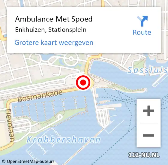 Locatie op kaart van de 112 melding: Ambulance Met Spoed Naar Enkhuizen, Stationsplein op 16 juli 2023 02:57