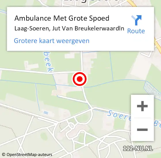 Locatie op kaart van de 112 melding: Ambulance Met Grote Spoed Naar Laag-Soeren, Jut Van Breukelerwaardln op 1 september 2014 19:26