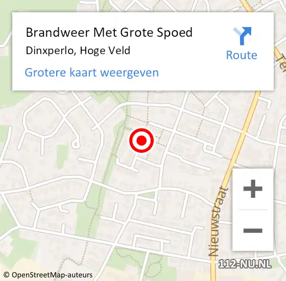 Locatie op kaart van de 112 melding: Brandweer Met Grote Spoed Naar Dinxperlo, Hoge Veld op 16 juli 2023 04:06